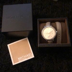 Silver MK2403 Kohen Chronograph Double Wrap Watch